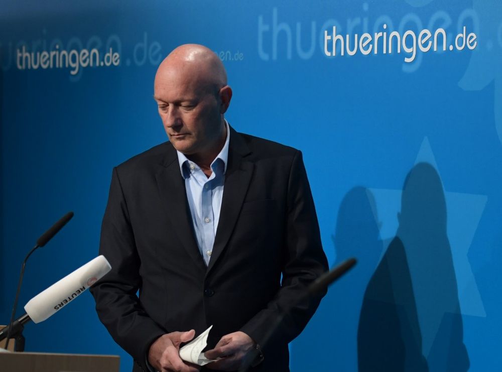 Newly elected Prime Minister of Thuringia Thomas Kemmerich, of the Free Democratic Party (FDP) addresses a press conference at the State Chancellery in Erfurt, eastern Germany, on February 6, 2020. u00e2u20acu201d AFP pic
