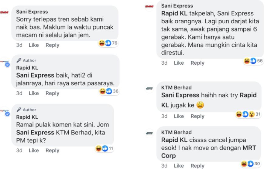 Sani Express joining in on the public transport conversation. — Screengrab via Facebook/Rapid KL