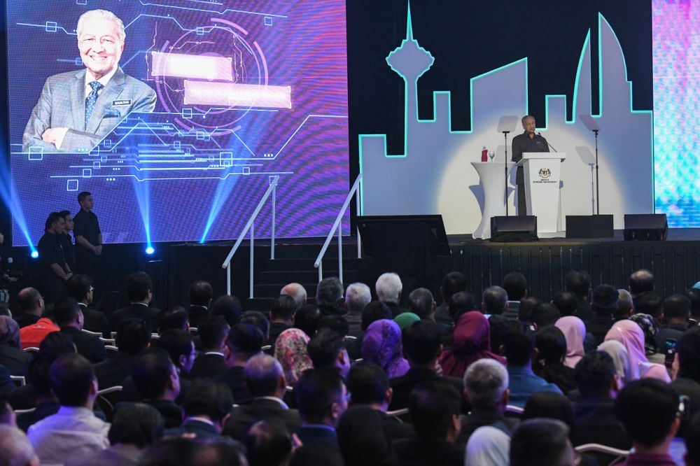 Prime Minister Tun Dr Mahathir Mohamad delivers his speech during the launch of National Automotive Policy 2020 at Menara Miti, Kuala Lumpur February 21, 2020. u00e2u20acu201d Bernama pic