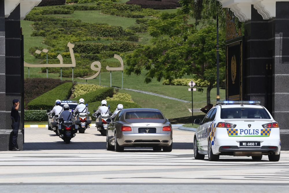 Vehicles ferrying the Malay Rulers are seen entering the main entrance gate of Istana Negara in Kuala Lumpur February 28, 2020. u00e2u20acu201d Picture by Yusof Mat Isa