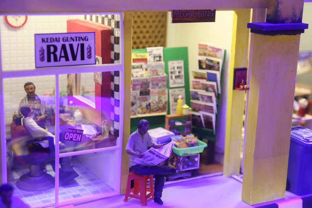 The Chinatown diorama features an old-school Indian barber and sundry shops. — Picture by Choo Choy May