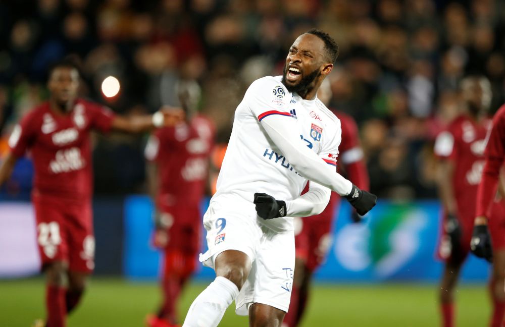 Olympique Lyonnais' Moussa Dembele celebrates after scoring the first goal from the penalty spot, February 22, 2020. u00e2u20acu2022 Reuters pic