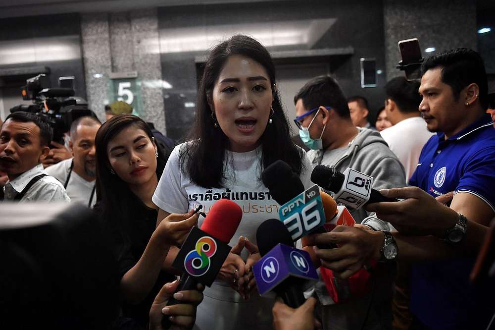 Future Forward Party spokesperson Pannika Wanich speaks to the press at the Thai political partyu00e2u20acu2122s headquarters in Bangkok February 21, 2020.  u00e2u20acu201d AFP pic