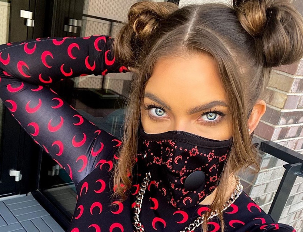 Dutch fashion influencer Romy Du00e2u20acu2122Fonseca in a Marine Serre mask. u00e2u20acu201d Picture from Instagram/ romydfonseca