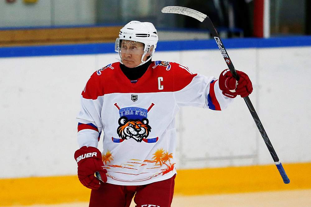 Russian President Vladimir Putin takes part in a match of the Night Hockey League teams in the Black Sea resort of in Sochi, Russia February 7, 2020. u00e2u20acu201d Alexander Zemlianichenko/pool pic via Reuters