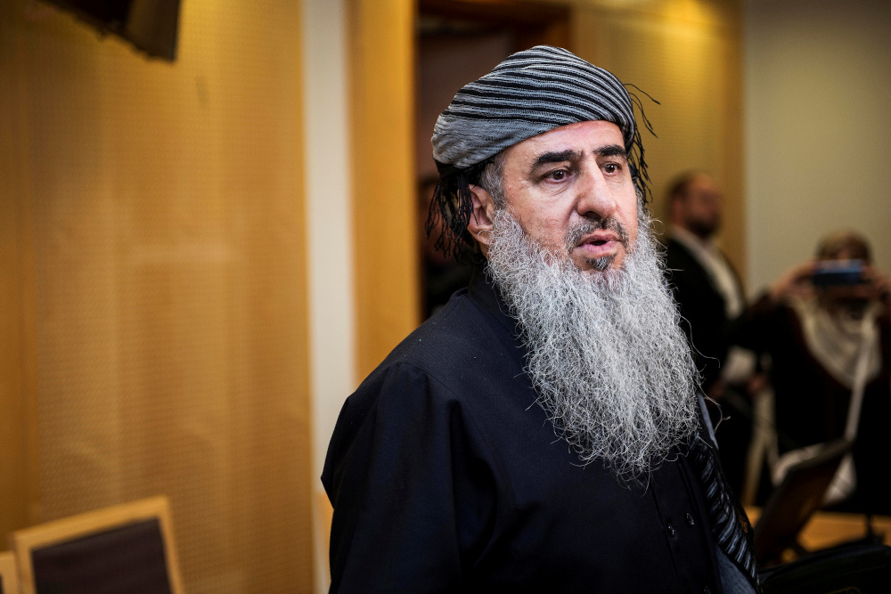 Mullah Krekar speaks in front of the media during a court meeting at Oslo District Court July 17, 2019. u00e2u20acu201d Picture by NTB Scanpix/Carina Johansen via Reuters