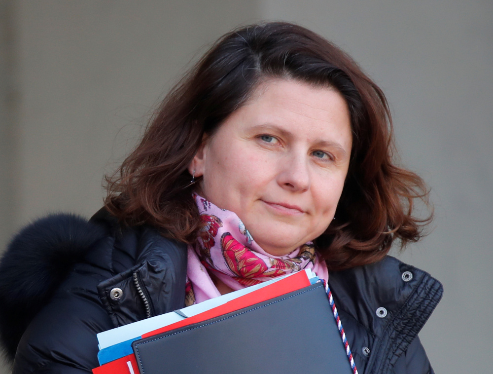 French Sports Minister Roxana Maracineanu leaves after the weekly cabinet meeting and an official presentation of the pensions reform bill at the Elysee Palace in Paris January 24, 2020. u00e2u20acu201d Reuters pic