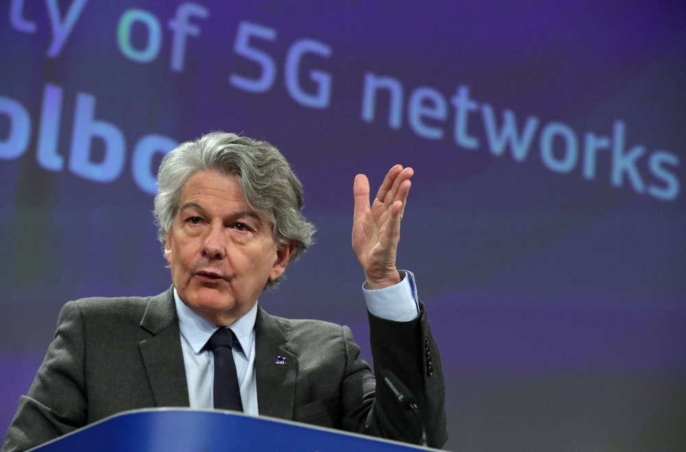 European Commissioner for the Internal Market Thierry Breton gestures as he communicates on the EUu00e2u20acu2122s 5G plan in Brussels January 29, 2020. u00e2u20acu201d Reuters pic