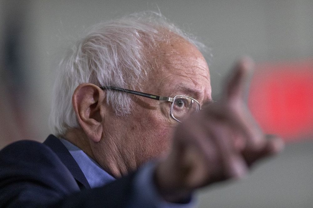 Democratic presidential candidate Sen. Bernie Sanders (I-VT) speaks during a news conference before holding a u00e2u20acu02dcGet Out the Early Voteu00e2u20acu2122 rally on February 21, 2020 in Santa Ana, California. u00e2u20acu201d AFP pic