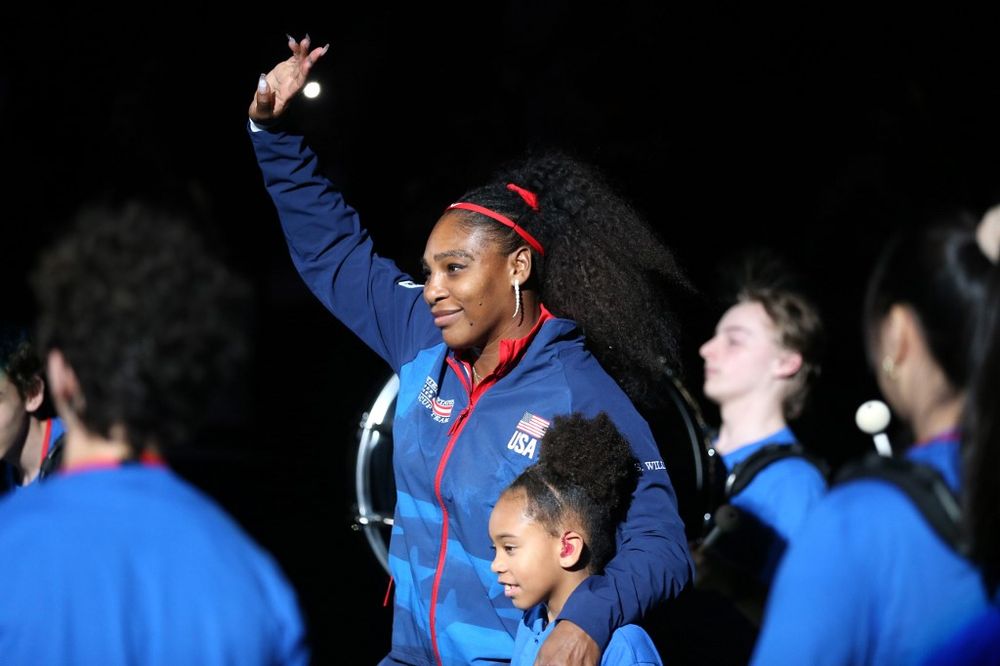 Serena Williams is introduced to the 2020 Fed Cup qualifier between USA and Latvia prior to taking on Jelena Ostapenko of Latvia at Angel of the Winds Arena on February 07, 2020 in Everett, Washington. u00e2u20acu201d AFP pic