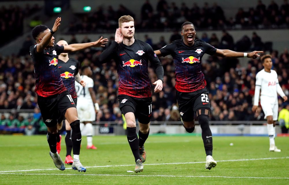 RB Leipzig's Timo Werner celebrates scoring against Tottenham Hotspur February 19, 2020. u00e2u20acu201d Reuters pic pic
