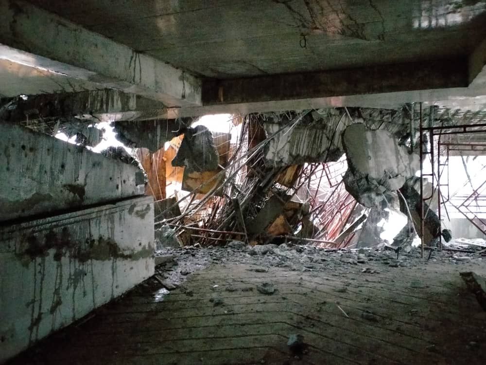 A general view of the partially collapsed condominium project in Taman Desa February 14, 2020. 