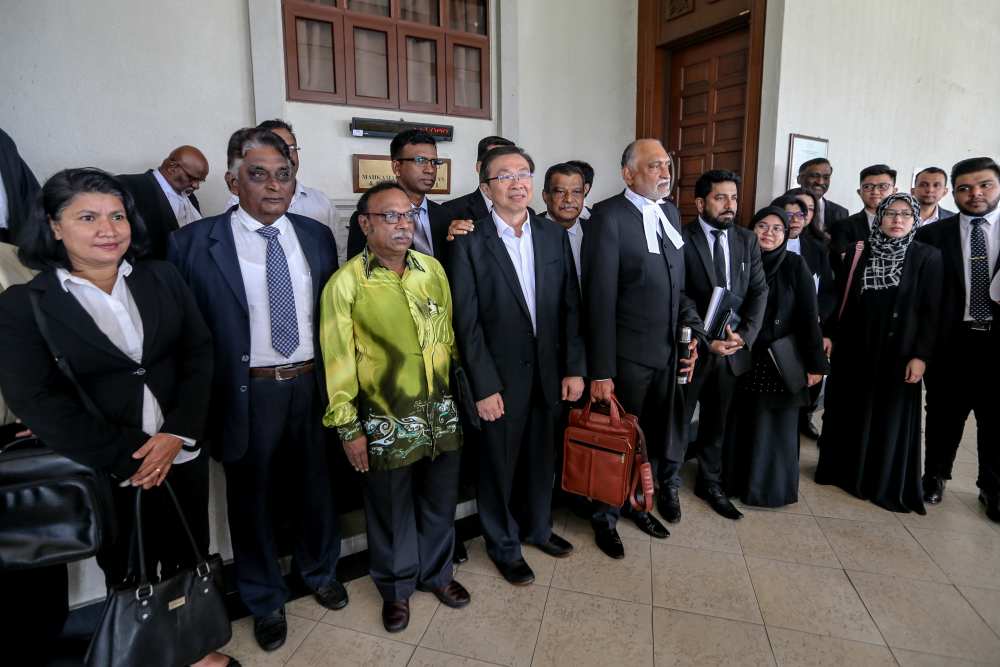 The representatives and lawyers of the organisations that were allowed to intervene in Mohd Khairul Azam Abdul Aziz's court challenge against vernacular schools at the Kuala Lumpur High Court February 12, 2020.