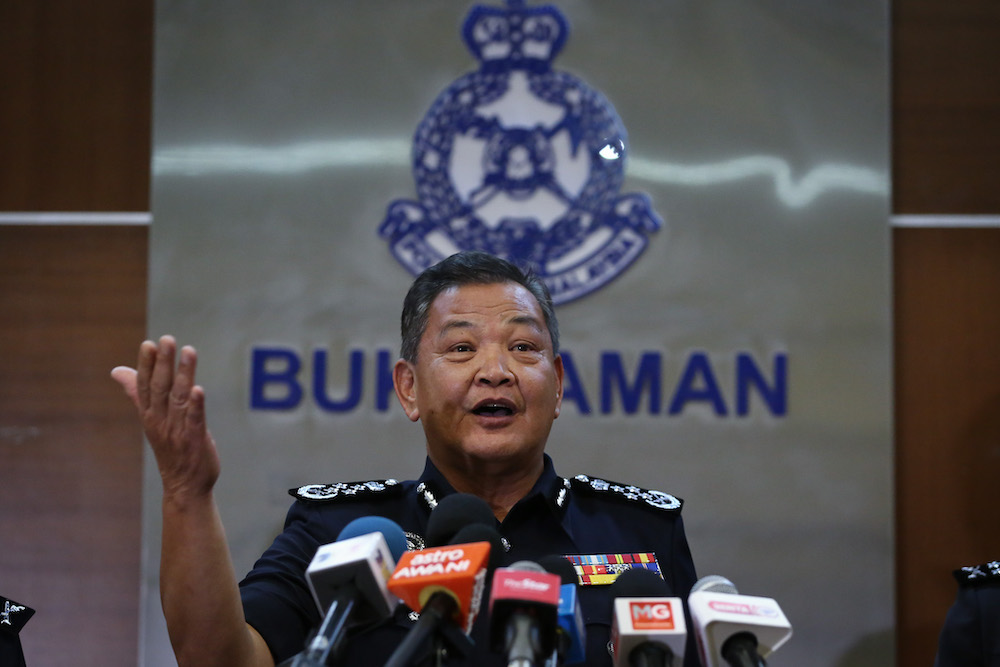 Inspector-General of Police (IGP) Tan Sri Abdul Hamid Bador speaks during a press conference in Kuala Lumpur March 17, 2020. u00e2u20acu201d Picture by Yusof Mat Isa