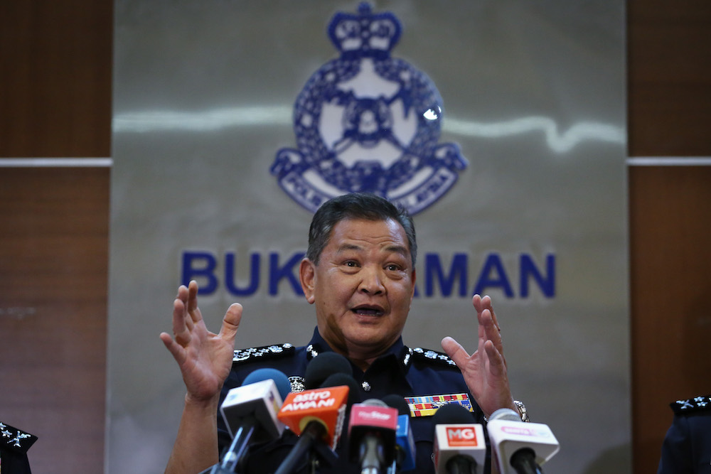 Inspector-General of Police (IGP) Tan Sri Abdul Hamid Bador speaks during a press conference in Kuala Lumpur March 17, 2020. — Picture by Yusof Mat Isa