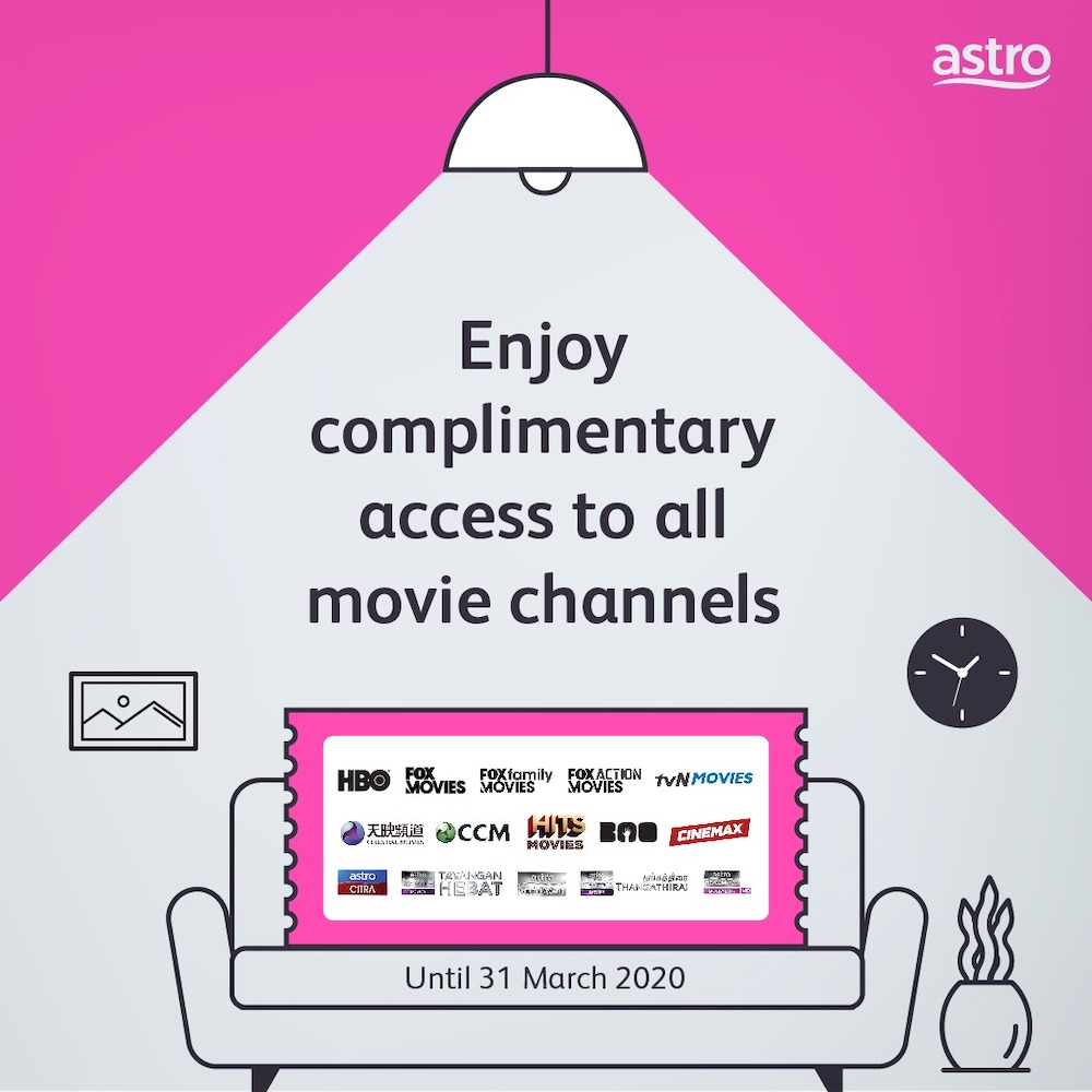 Enjoy complimentary access to all movie channels on Astro until March 31. — Picture courtesy of Astro