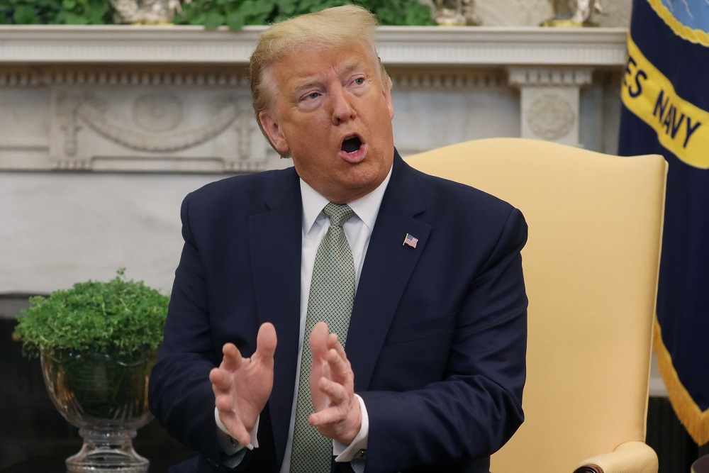 US President Donald Trump answers questions from the news media during his meeting with Irelandu00e2u20acu2122s Prime Minister, Taoiseach Leo Varadkar, in the Oval Office of the White House in Washington March 12, 2020. u00e2u20acu201d Reuters pic