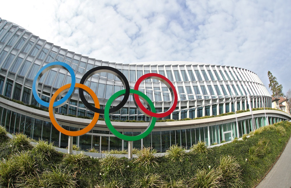 The Olympic rings are pictured in front of the International Olympic Committee in Lausanne March 17, 2020. u00e2u20acu201d Reuters pic