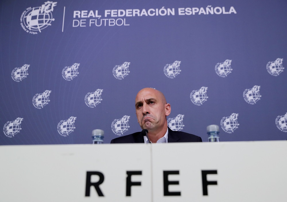 Spanish Football Federation president Luis Rubiales during a press conference in Las Rozas in Spain June 19, 2020. u00e2u20acu201d Reuters pic