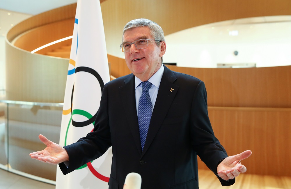 President of the International Olympic Committee Thomas Bach attends an interview in Lausanne March 25, 2020. u00e2u20acu201d Reuters pic