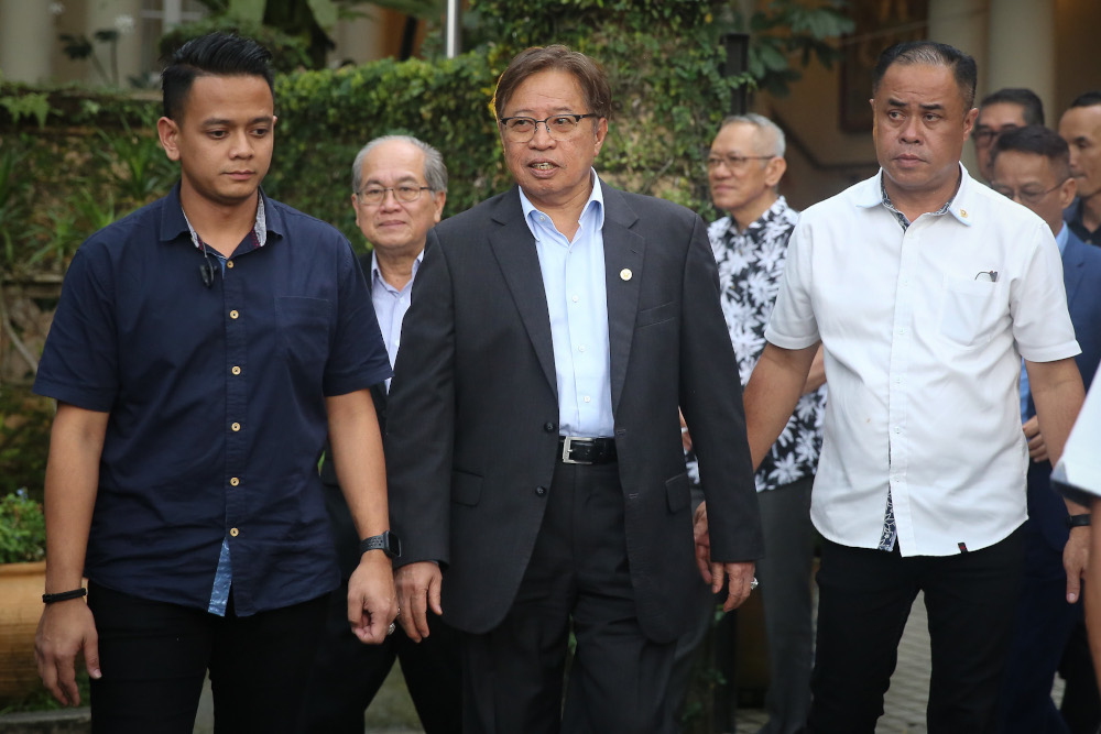 Sarawak Chief Minister Datuk Patinggi Abang Johari Openg leaves Tan Sri Muhyiddin Yassinu00e2u20acu2122s residence in Kuala Lumpur March 1, 2020. u00e2u20acu201d Picture by Yusof Mat Isa
