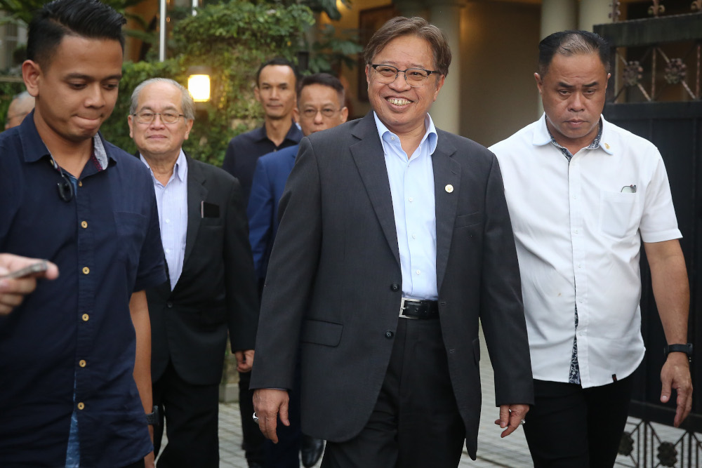 Sarawak Chief Minister Datuk Patinggi Abang Johari Openg leaves Tan Sri Muhyiddin Yassinu00e2u20acu2122s residence in Kuala Lumpur March 1, 2020. u00e2u20acu201d Picture by Yusof Mat Isa