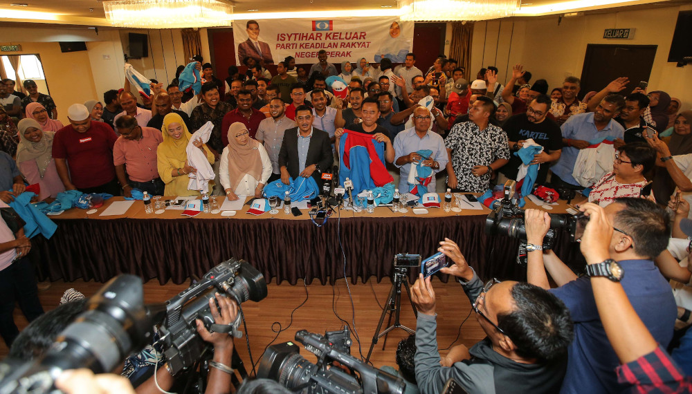 Several Perak Parti Keadilan Rakyat (PKR) members announced their exit from the party in a special press conference held at the Tower Regency Hotel in Ipoh March 2, 2020. u00e2u20acu201d Picture by Farhan Najib