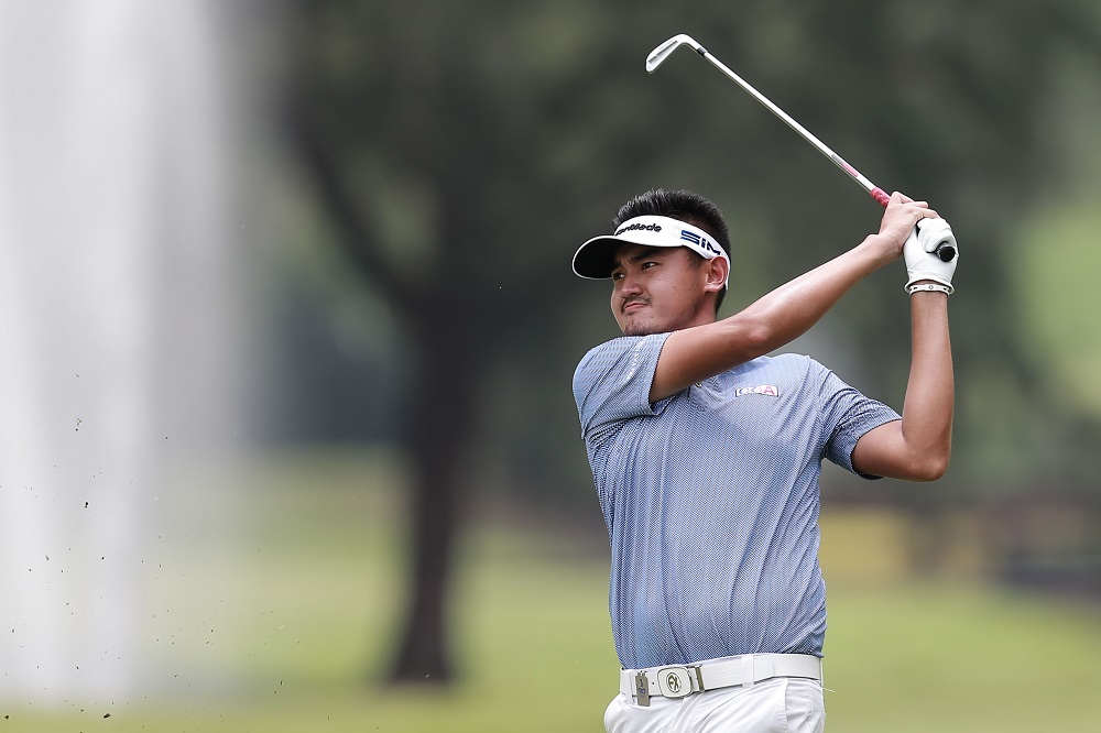 Liu Yanwei from China hits a shot during the second round of Bandar Malaysia Open 2020 at Kota Permai Golf and Country Club March 6, 2020. — Picture by Ahmad Zamzahuri