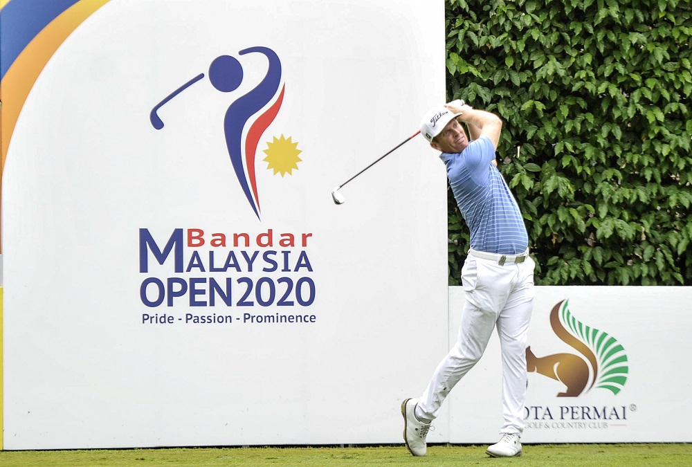 Australia golfer Andrew Dodt in action during the second round of the Bandar Malaysia Open at Kota Permai Golf and Country Club in Shah Alam March 6, 2020. u00e2u20acu201d Picture by Shafwan Zaidon