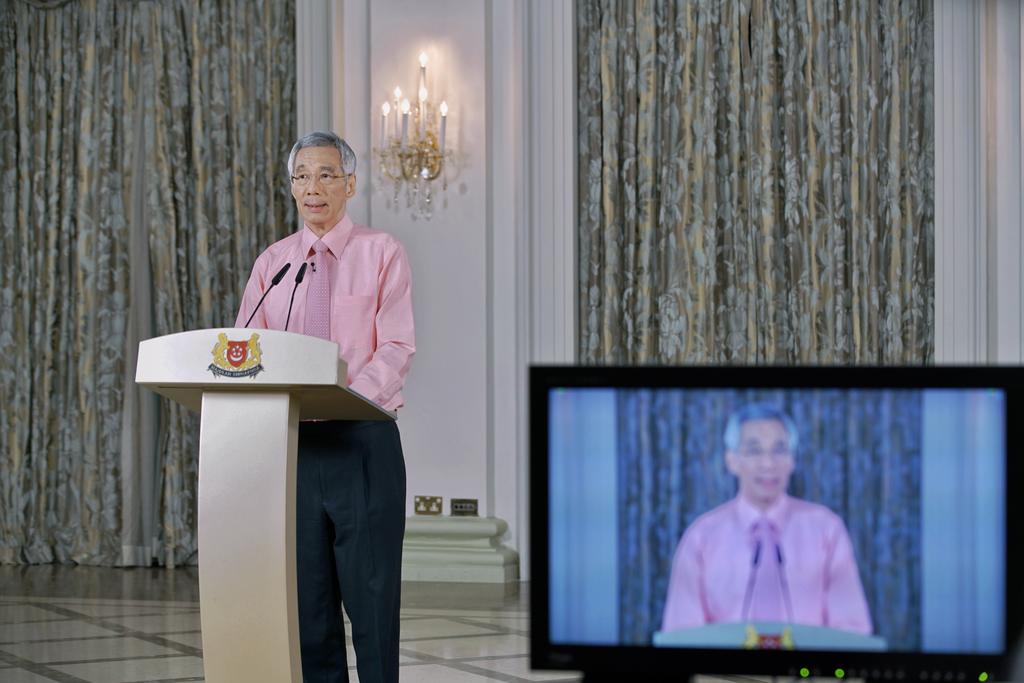 Prime Minister Lee Hsien Loong at the recording of his remarks on the Covid-19 outbreak, March 12, 2020. u00e2u20acu201d TODAY pic
