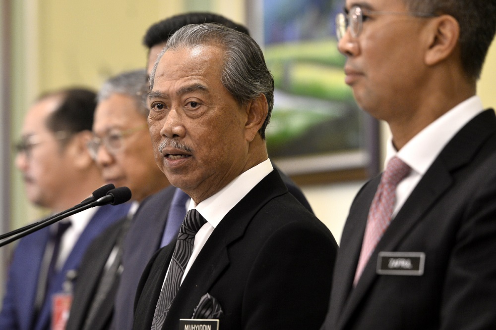 Prime Minister Tan Sri Muhyiddin Yasin at a press conference in Putrajaya March 16, 2020. u00e2u20acu201d Picture by Miera Zulyana