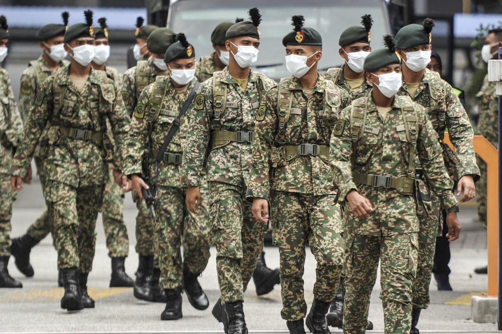 Malaysian Armed Forces being deployed to help the police enforce the movement control order in Kuala Lumpur, March 22, 2020. u00e2u20acu201d Picture by Shafwan Zaidon