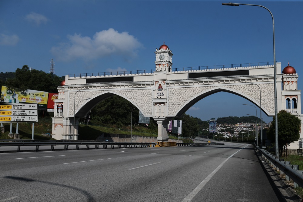 A view of the PLUS highway heading towards Duta Toll Plaza during the movement control order in Kuala Lumpur March 28, 2020. u00e2u20acu201d Picture by Ahmad Zamzahuri