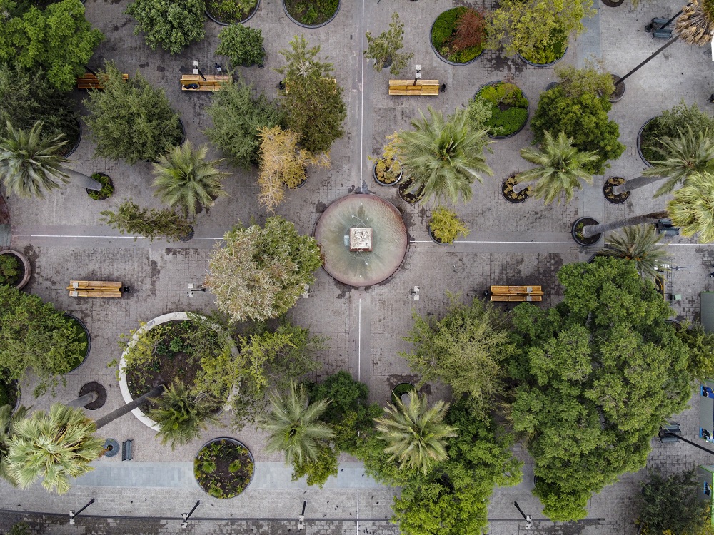 Aerial view of empty Plaza de Armas square in Santiago, Chile, on March 27, 2020. — AFP pic