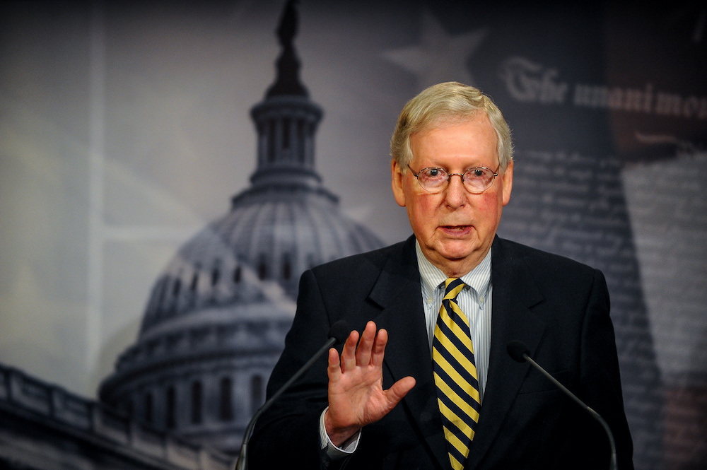 US Senate Majority Leader Mitch McConnell speaks to the media after a meeting to wrap up work on coronavirus economic aid legislation, during the coronavirus disease (Covid-19) outbreak, in Washington March 22, 2020. u00e2u20acu201d Reuters pic