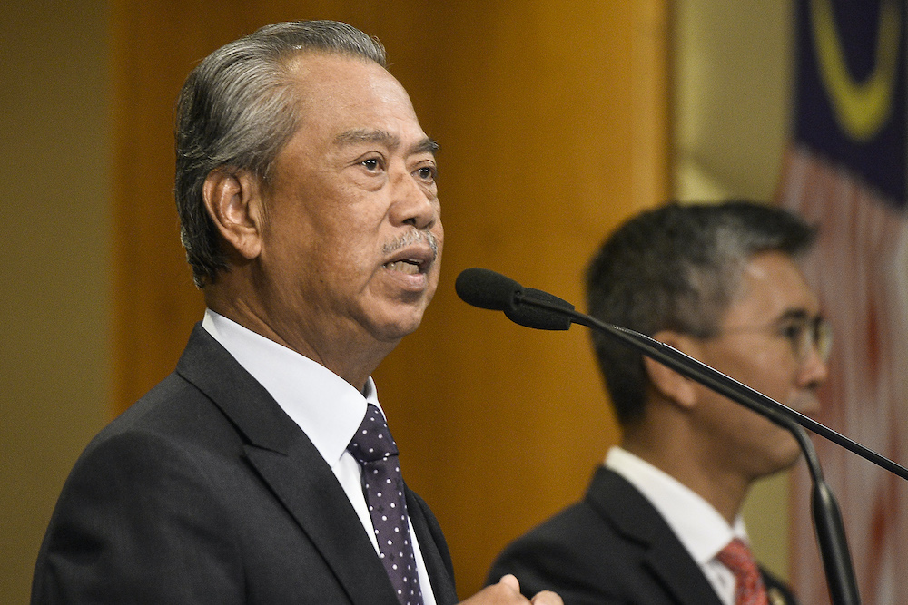 Prime Minister Tan Sri Muhyiddin Yassin speaks during a press conference in Putrajaya March 23,2020. u00e2u20acu201d Picture by Miera Zulyana