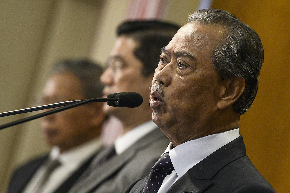 Prime Minister Tan Sri Muhyiddin Yassin speaks during a press conference in Putrajaya March 23,2020. u00e2u20acu201d Picture by Miera Zulyana