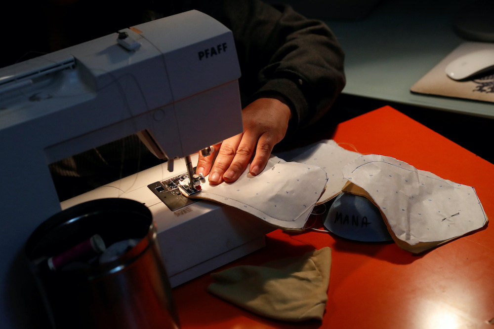 Smita Paul, founder of Indigo Handloom, sews face masks, that will be donated to doctors, nurses and EMTs around the country in Oakland March 23, 2020. u00e2u20acu201d Reuters pic