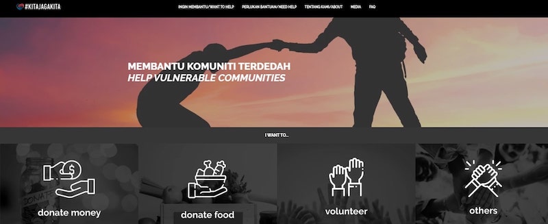 Malaysians can donate to organisations listed on kitajagakita's website. u00e2u20acu201d Screenshot from #KitajagaKita website