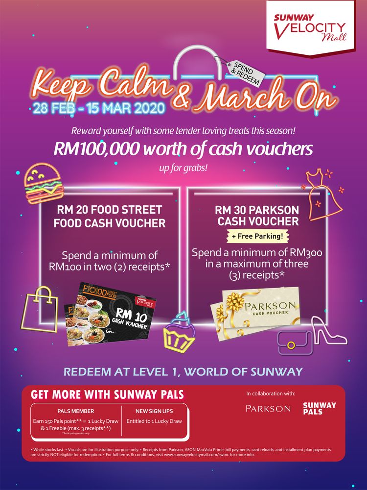 Reward yourself with food and cash vouchers when you shop at Sunway Velocity Mall.