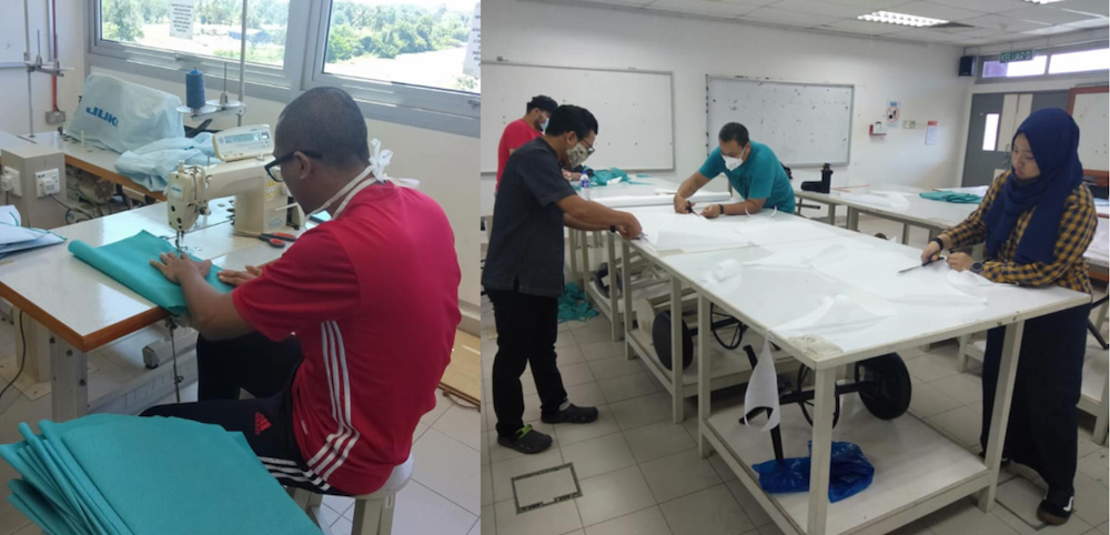 The selfless team of lecturers and staff from UMK have devoted their free time to make PPEs for frontliners. u00e2u20acu201d Picture via Facebook/Hanisa Hj Hassan. 