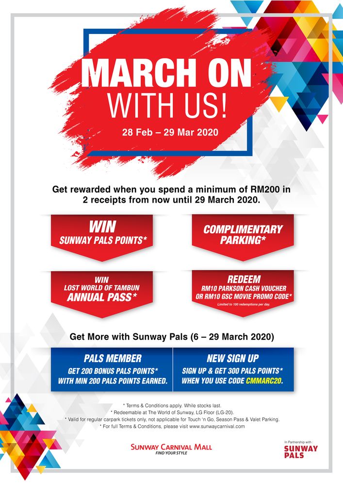 Redeem cash vouchers and GSC movie promo codes at Sunway Carnival Mall when you shop this month.