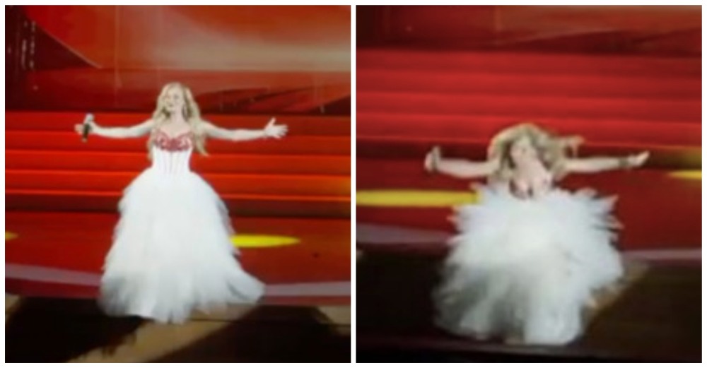 Vishnevskaya accidentally walked off the stage into the orchestra pit. u00e2u20acu2022 Screenshot via YouTube 