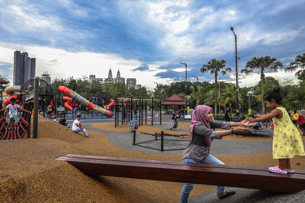 Children playing at the playground at Titiwangsa Lake Gardens in Kuala Lumpur March 15, 2020. u00e2u20acu201d Picture by Firdaus Latif