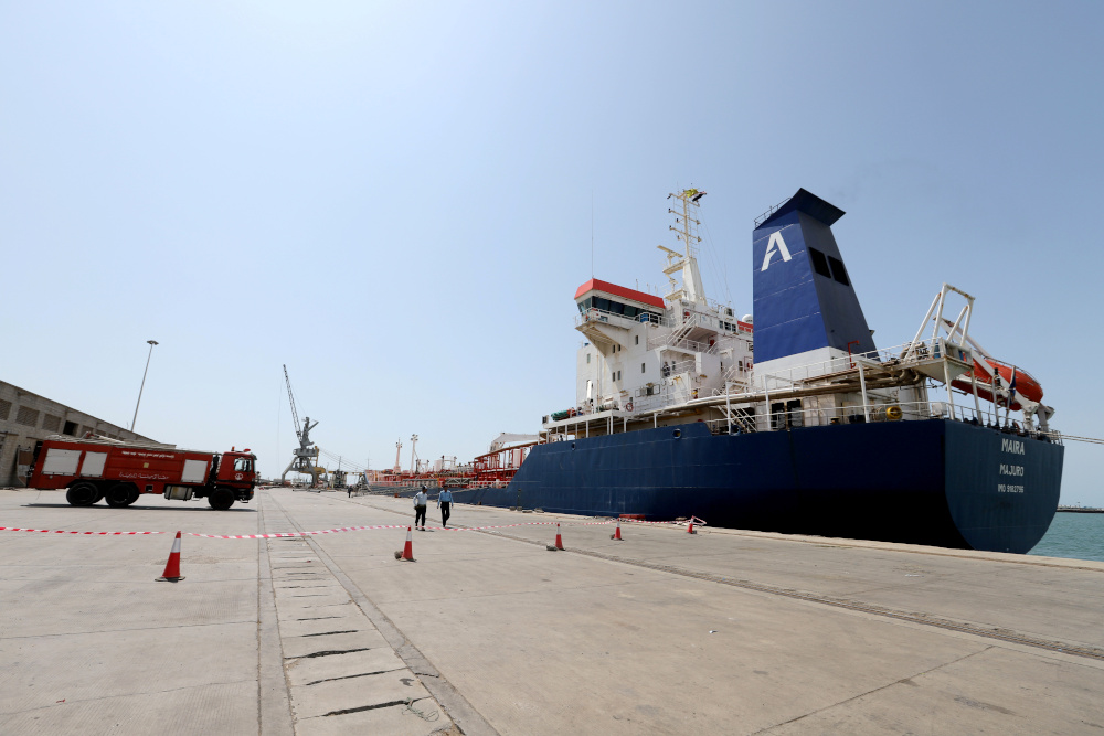 An oil tanker docks at the port of Hodeidah, Yemen October 17, 2019. u00e2u20acu201d Reuters pic 