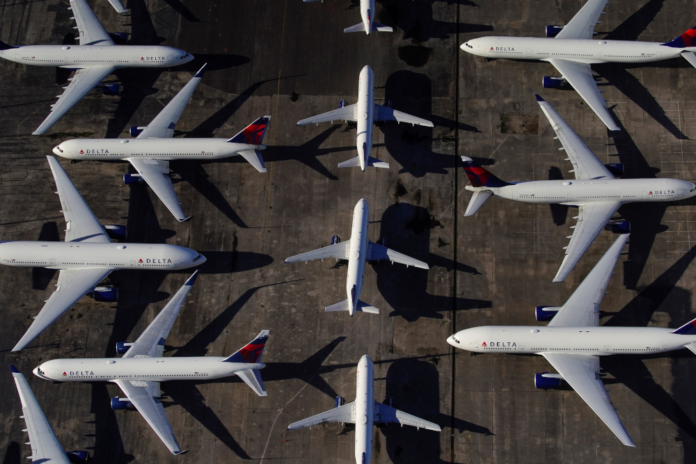 Delta Air Lines passenger planes are seen parked due to flight reductions made to slow the spread of coronavirus disease at Birmingham-Shuttlesworth International Airport in Birmingham, Alabama, US March 25, 2020. u00e2u20acu201d Reuters pic 