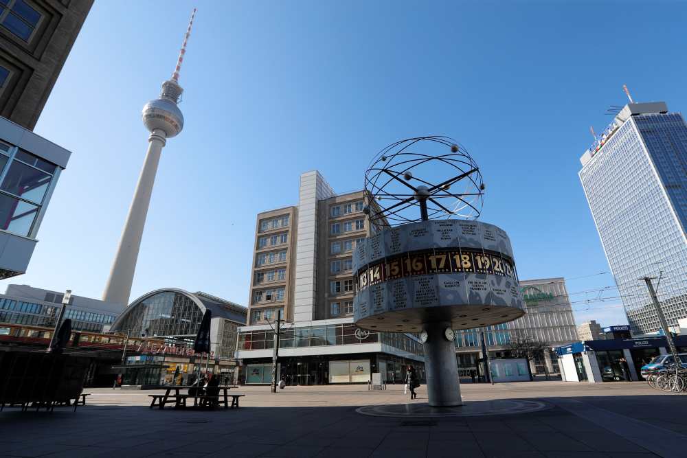 The empty Alexanderplatz square is pictured during coronavirus disease outbreak in Berlin March 25, 2020. u00e2u20acu2022 Reuters pic