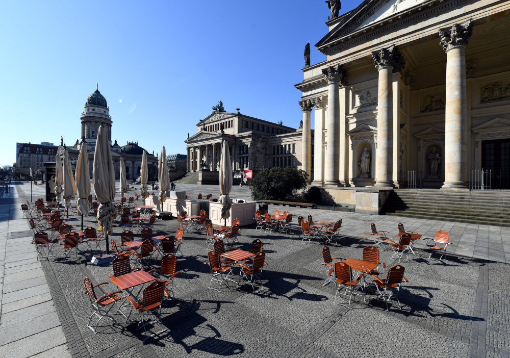 Empty tables stand in front of a restaurant at the Gendarmenmarkt, as the spread of the coronavirus continues, in Berlin, Germany, March 24, 2020. u00e2u20acu201d Reuters pic 