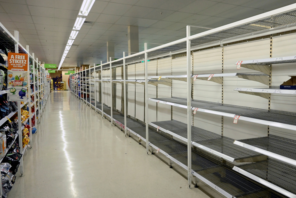 Empty shelves are seen after customers stocked up on toilet paper during swirling fears around the coronavirus in a grocery store in Sydney, Australia, March 6, 2020. u00e2u20acu201d Reuters pic 