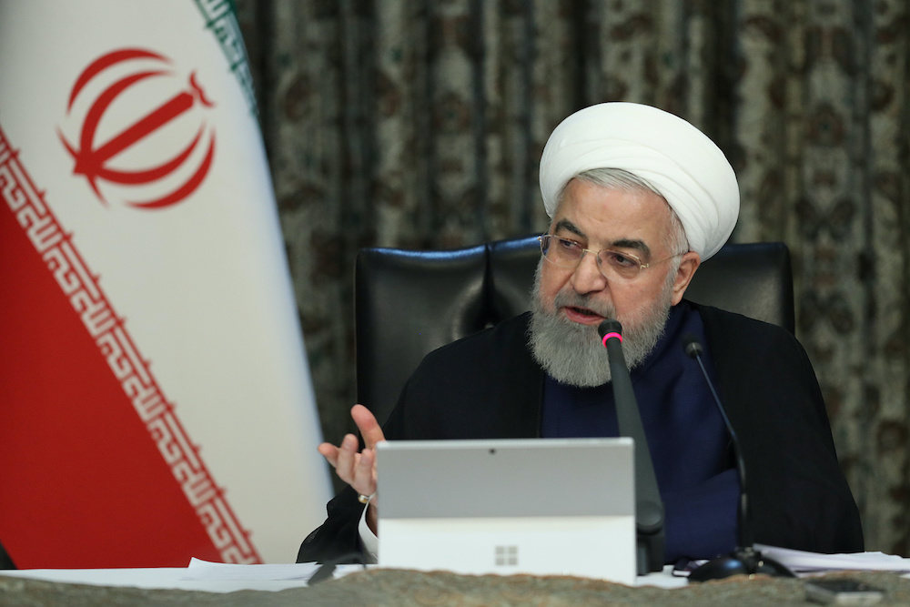 Iranian President Hassan Rouhani speaks during a meeting of the Iranian government task force on the coronavirus, in Tehran, Iran, March 21, 2020. u00e2u20acu201d Reuters picnn